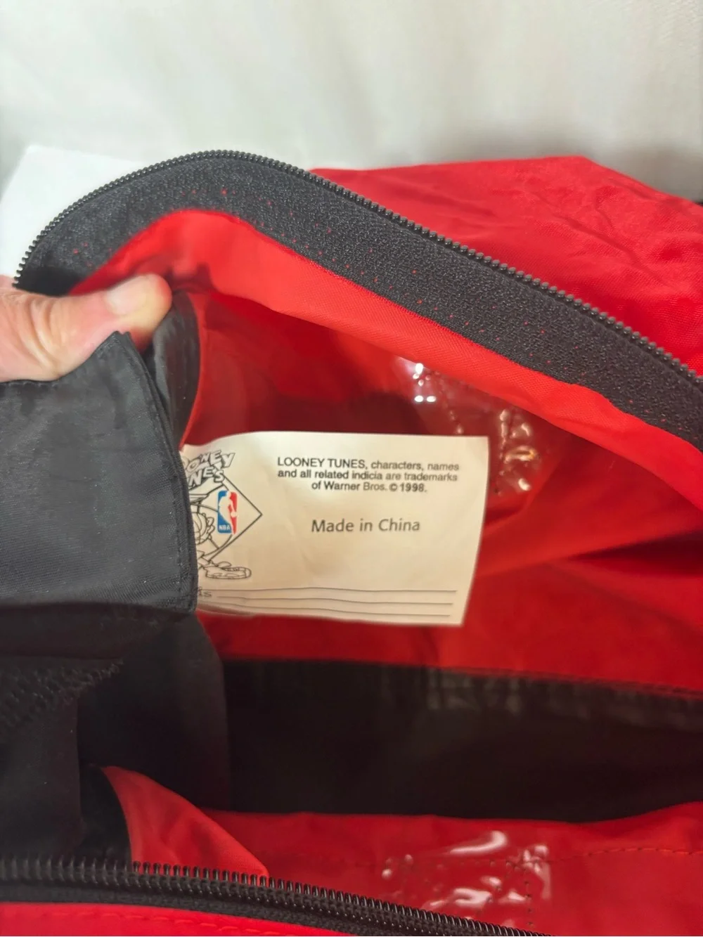 Looney Tunes Taz 1998 Chicago Bulls Red and Black Duffle bag